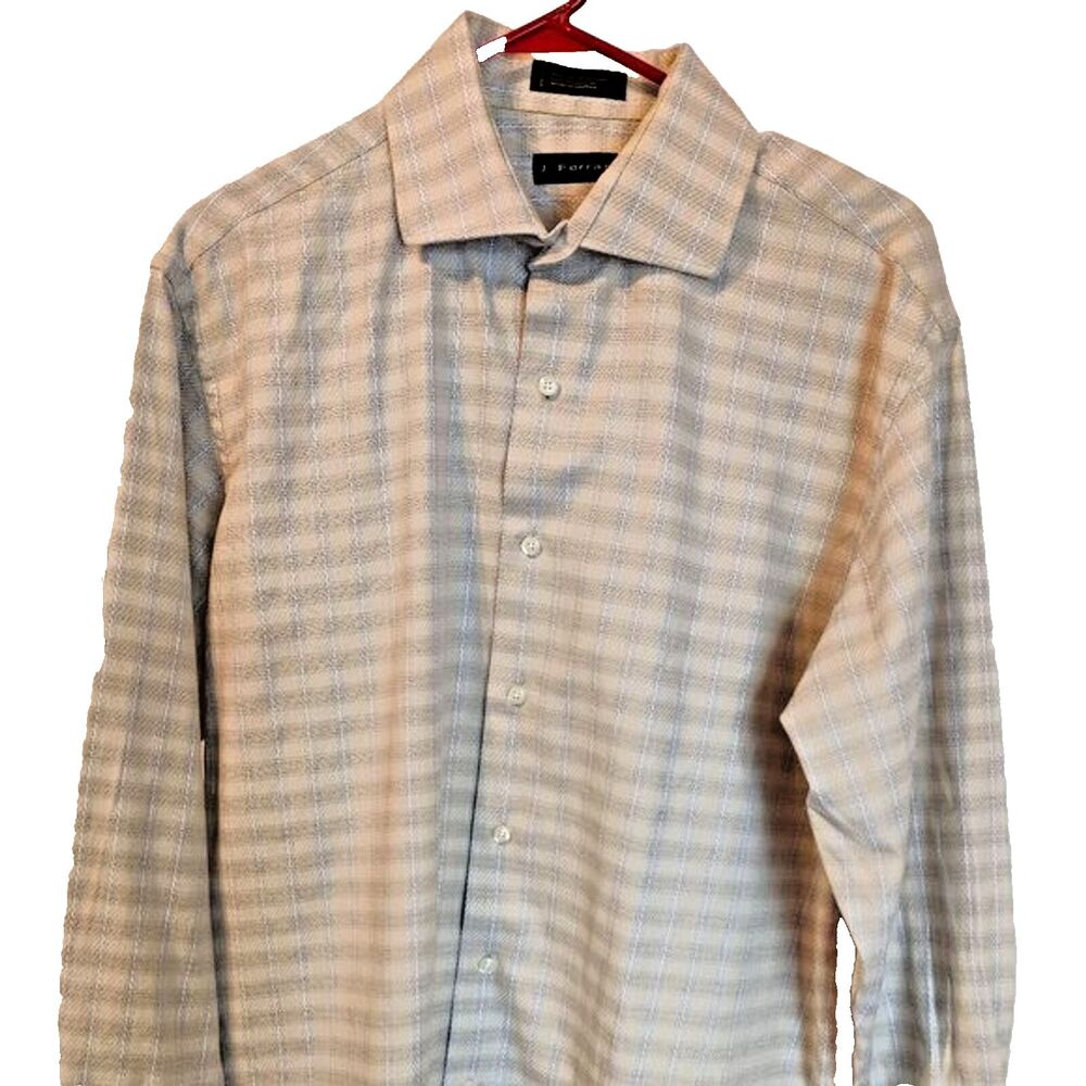 J. Ferrar Yellow/Plaid Button-Up Dress/Casual Shirt Men's 17 1/2/34-35